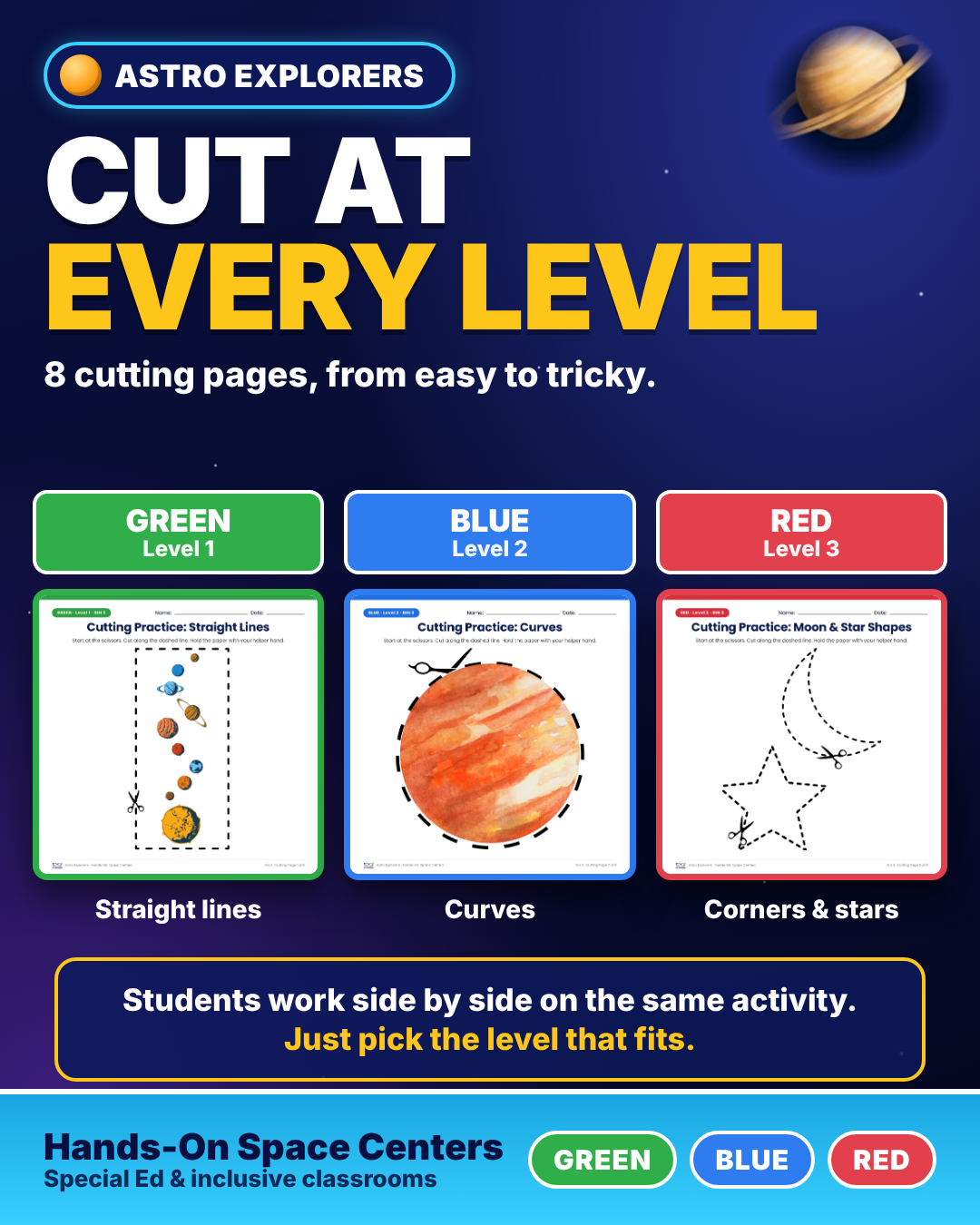Space Fine Motor Centers | Playdough Mats, Cutting, Constellations | SPED