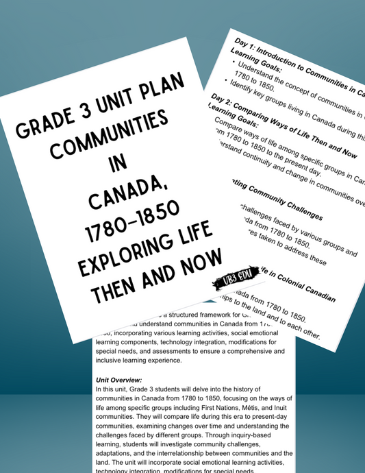 Exploring Canadian Communities: Grade 3 Unit on Life Then and Now (1780-1850)