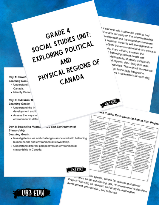 Exploring Canada's Political and Physical Regions: Grade 4 Social Studies Unit