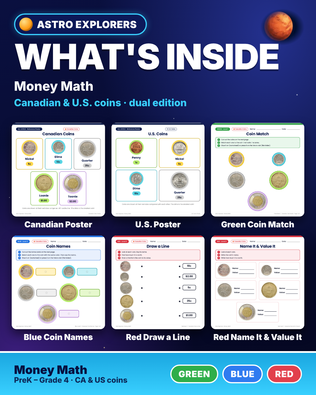 Money Math File Folders | Canadian & US Coins | Special Education Space